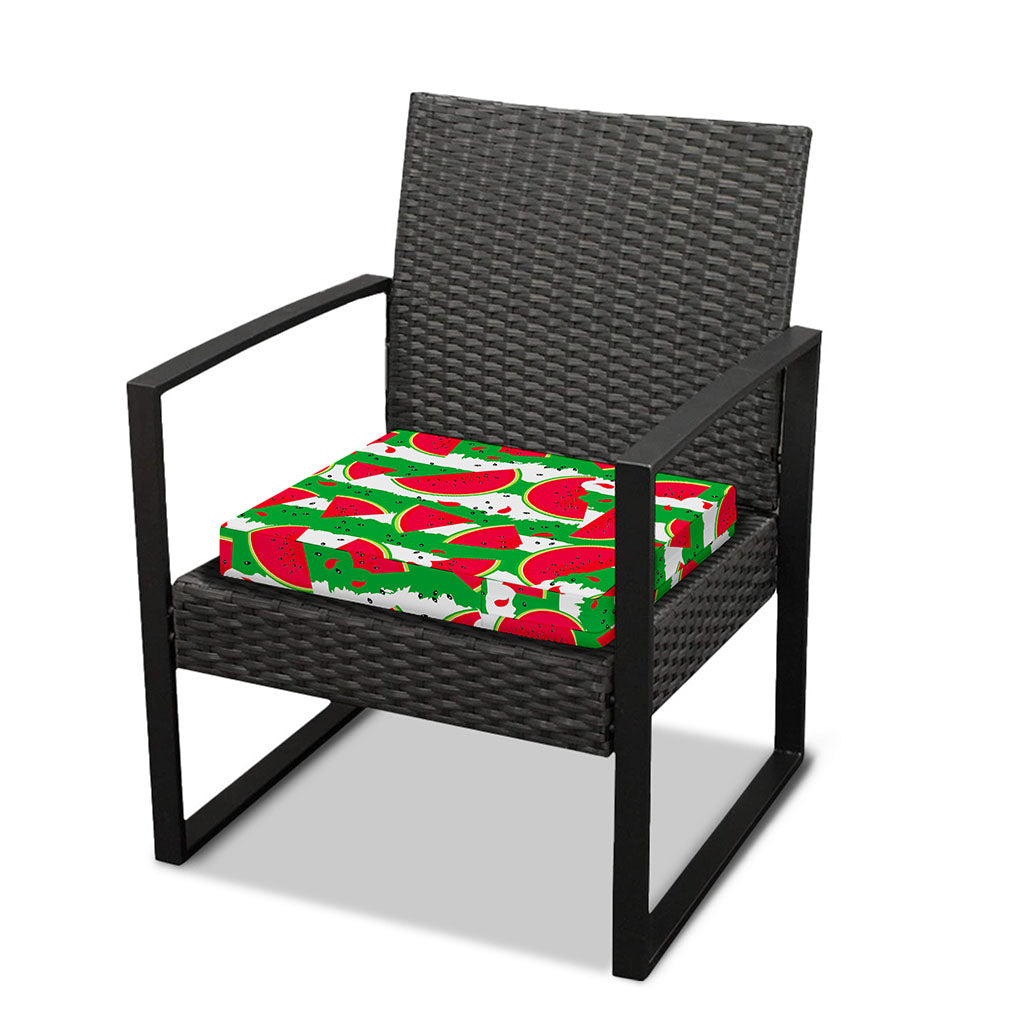 Green Stripes Watermelon Pattern Print Outdoor Seat Cushion Cover
