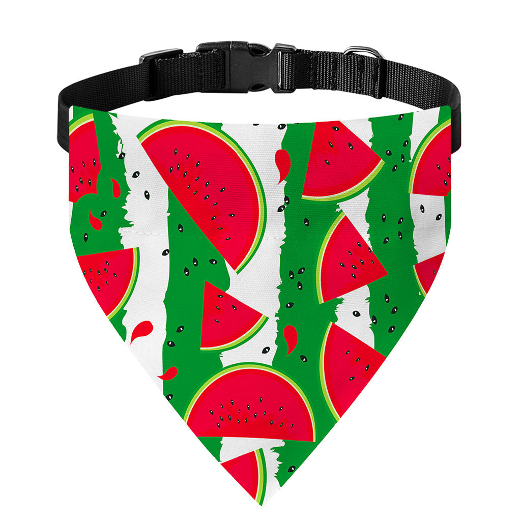 Green Stripes Watermelon Pattern Print Over The Collar Dog Bandana