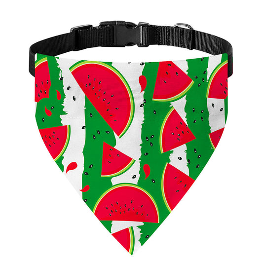 Green Stripes Watermelon Pattern Print Over The Collar Dog Bandana