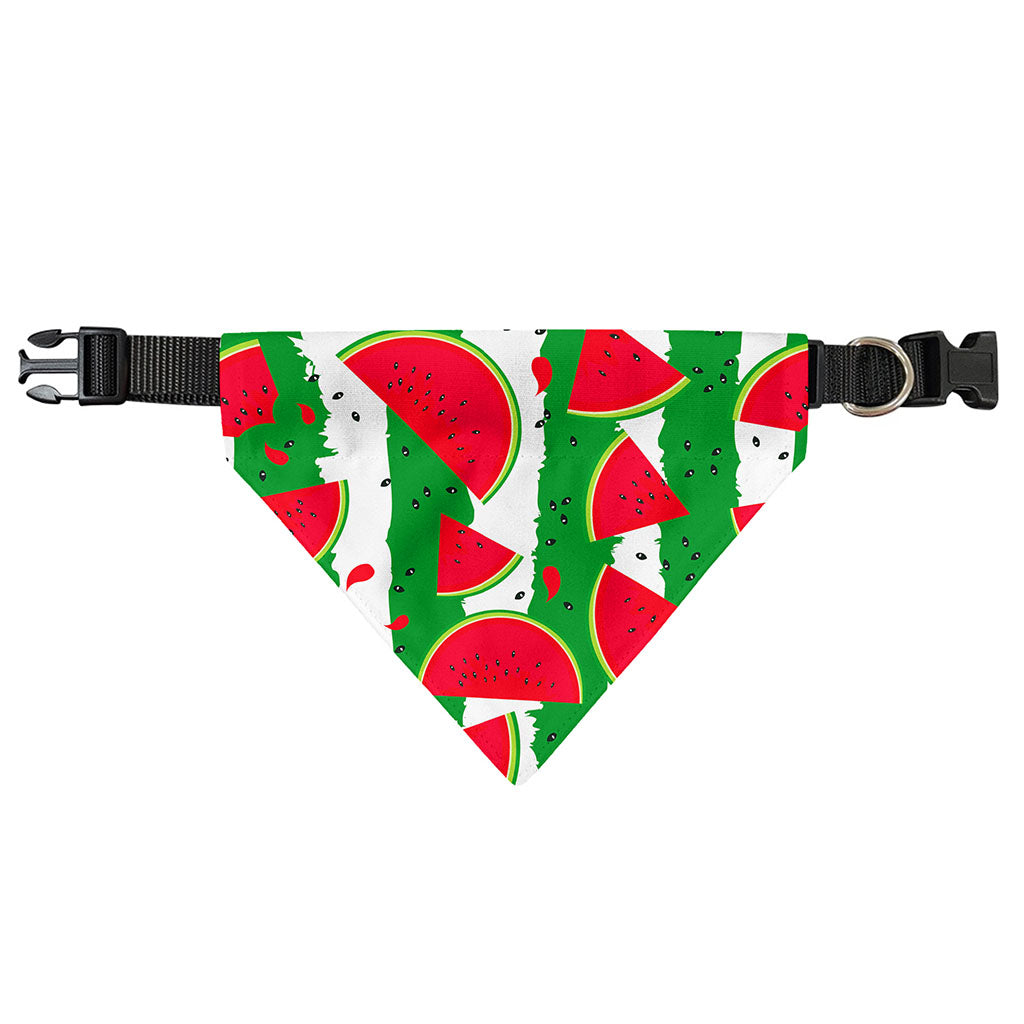 Green Stripes Watermelon Pattern Print Over The Collar Dog Bandana