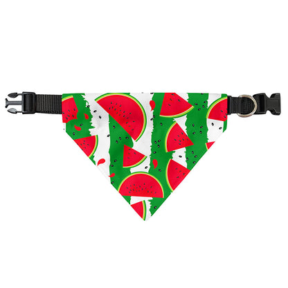 Green Stripes Watermelon Pattern Print Over The Collar Dog Bandana