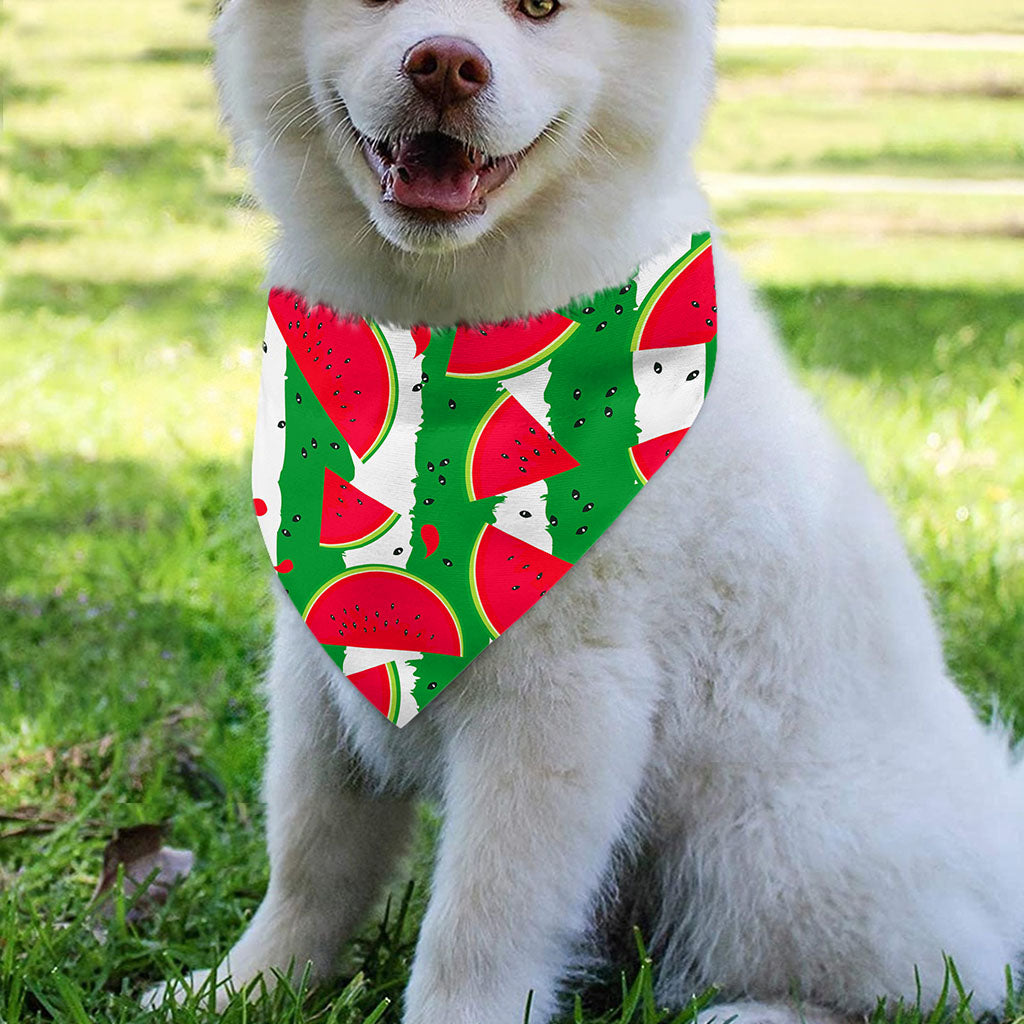 Green Stripes Watermelon Pattern Print Over The Collar Dog Bandana