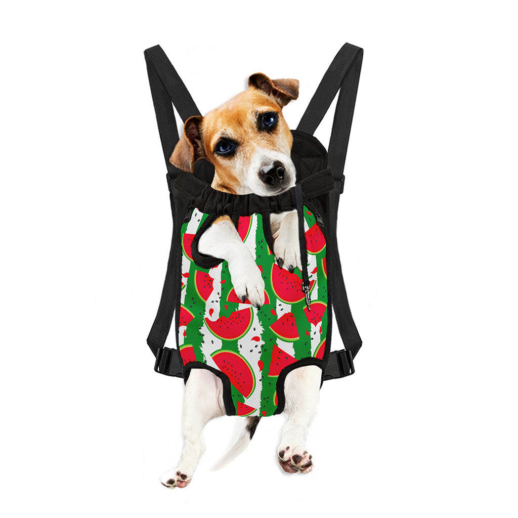 Green Stripes Watermelon Pattern Print Pet Carrier Backpack