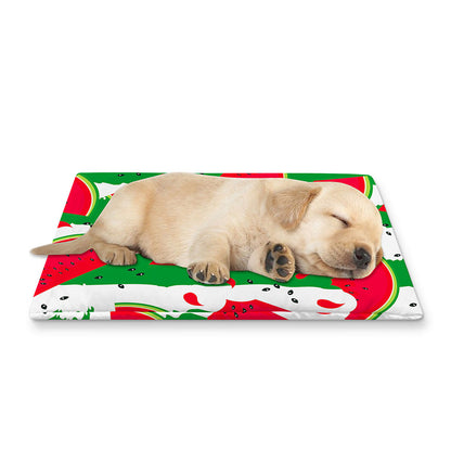 Green Stripes Watermelon Pattern Print Pet Cooling Mat Cover