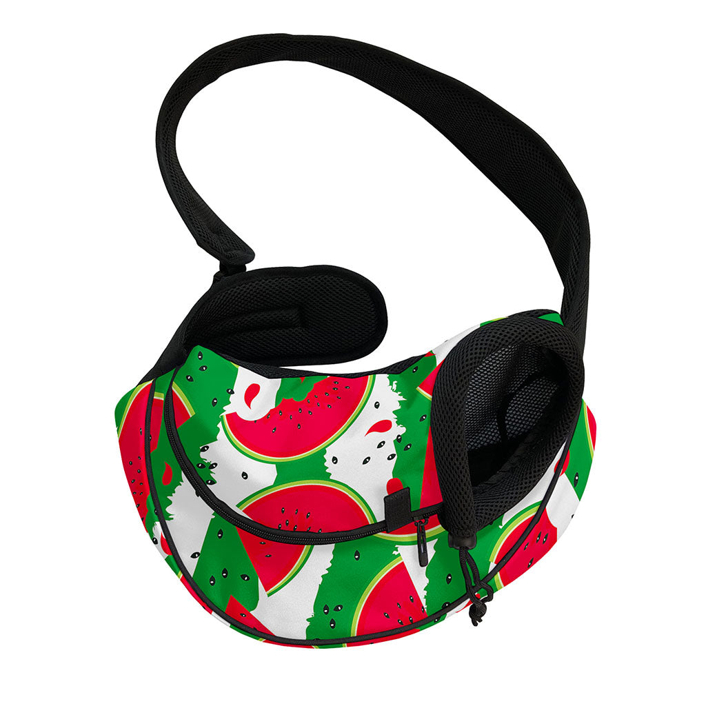 Green Stripes Watermelon Pattern Print Pet Sling Carrier