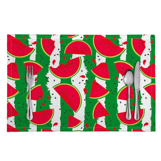 Green Stripes Watermelon Pattern Print Placemat