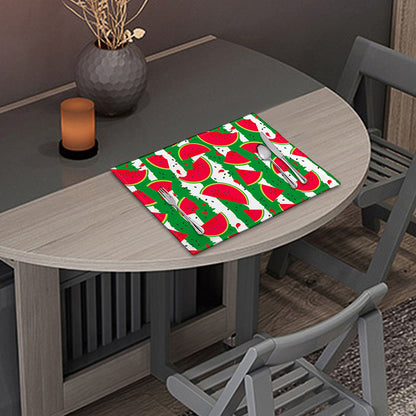 Green Stripes Watermelon Pattern Print Placemat