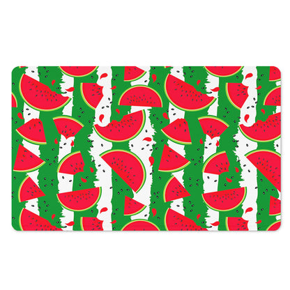 Green Stripes Watermelon Pattern Print Polyester Doormat