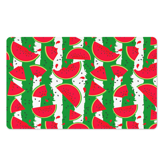 Green Stripes Watermelon Pattern Print Polyester Doormat