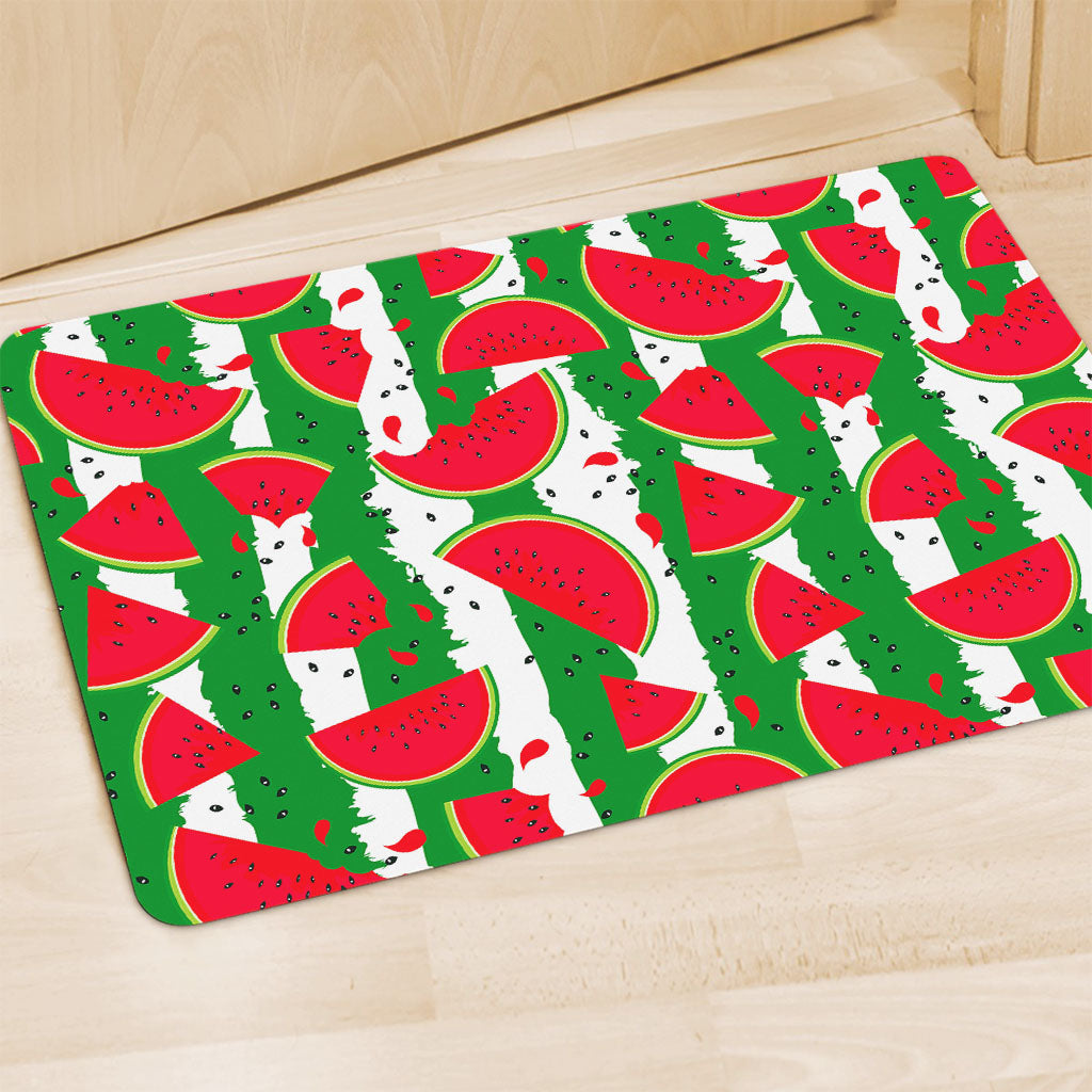 Green Stripes Watermelon Pattern Print Polyester Doormat