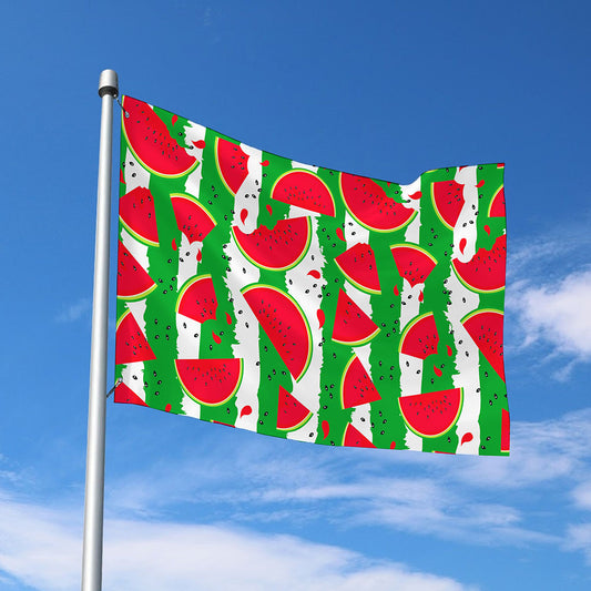 Green Stripes Watermelon Pattern Print Polyester Flag