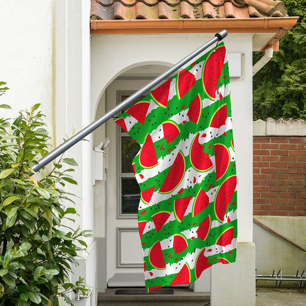 Green Stripes Watermelon Pattern Print Polyester Flag