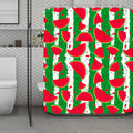 Green Stripes Watermelon Pattern Print Polyester Shower Curtain