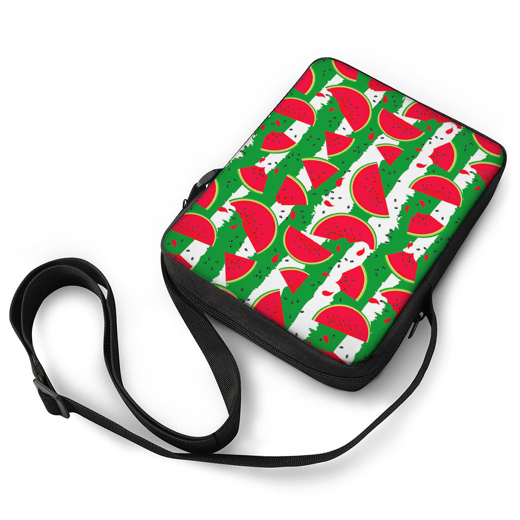 Green Stripes Watermelon Pattern Print Rectangular Crossbody Bag