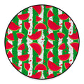 Green Stripes Watermelon Pattern Print Round Floor Mat