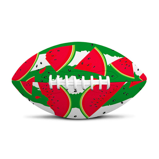 Green Stripes Watermelon Pattern Print Rugby Ball