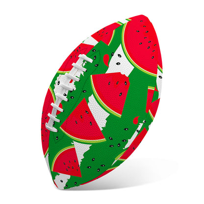 Green Stripes Watermelon Pattern Print Rugby Ball