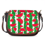 Green Stripes Watermelon Pattern Print Saddle Bag