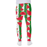 Green Stripes Watermelon Pattern Print Scuba Joggers