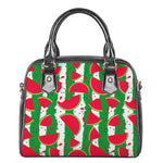 Green Stripes Watermelon Pattern Print Shoulder Handbag