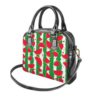 Green Stripes Watermelon Pattern Print Shoulder Handbag