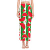 Green Stripes Watermelon Pattern Print Side Slit Maxi Skirt