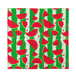 Green Stripes Watermelon Pattern Print Silk Bandana