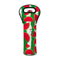 Green Stripes Watermelon Pattern Print Single Neoprene Wine Tote