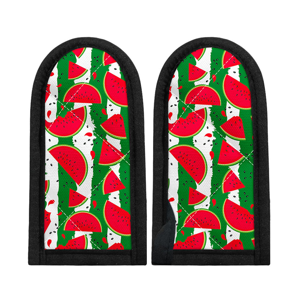 Green Stripes Watermelon Pattern Print Skillet Handle Cover