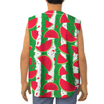 Green Stripes Watermelon Pattern Print Sleeveless Baseball Jersey