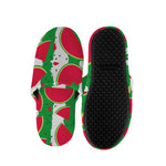 Green Stripes Watermelon Pattern Print Slippers