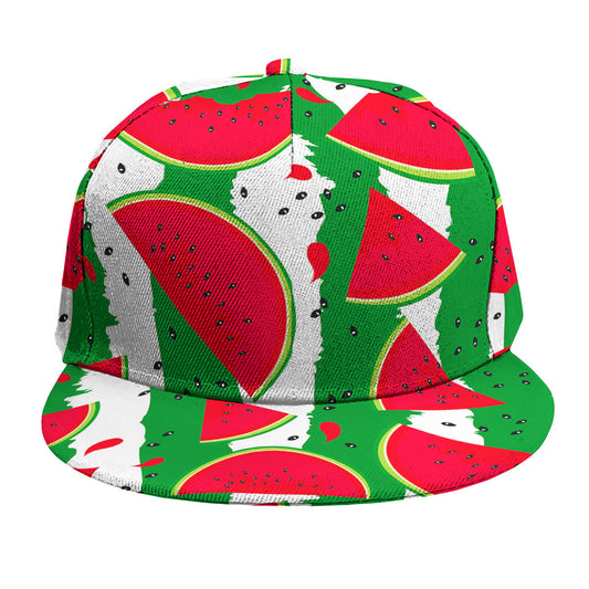 Green Stripes Watermelon Pattern Print Snapback Cap