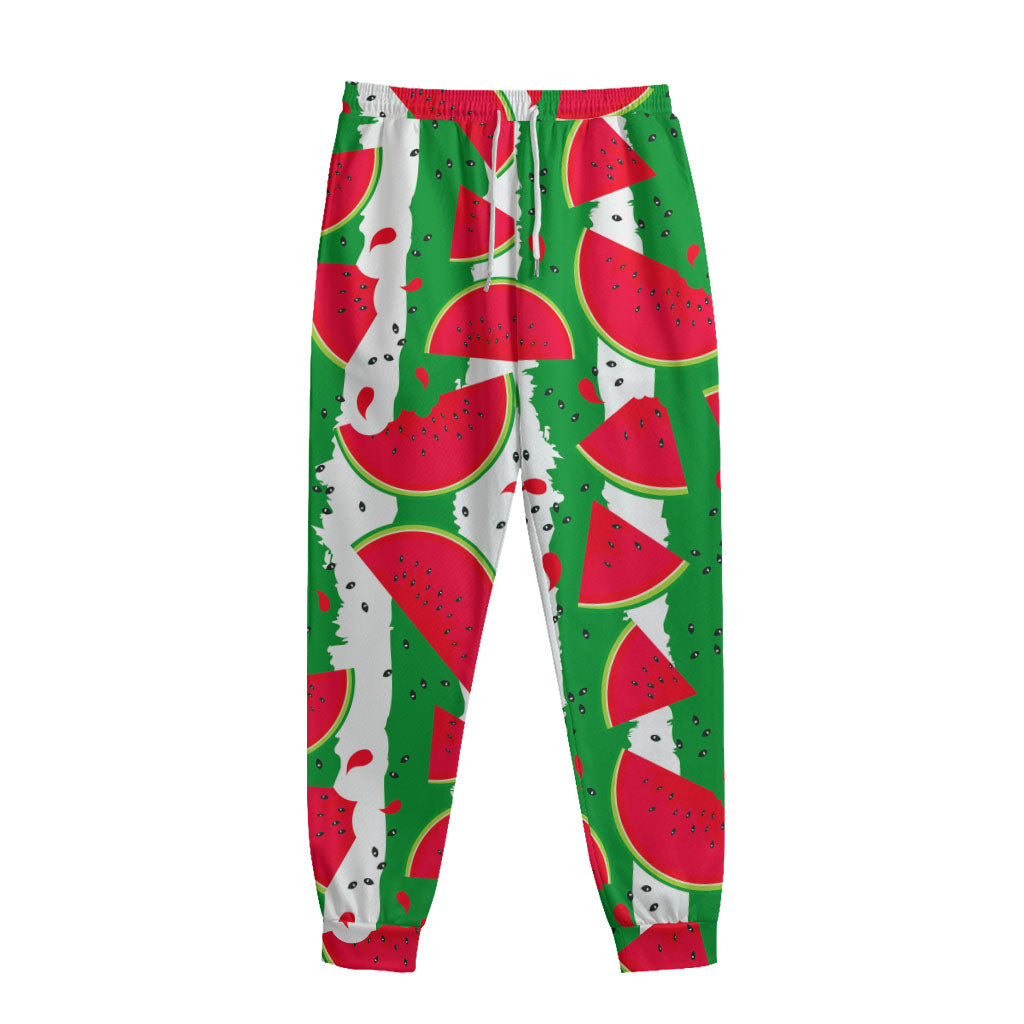 Green Stripes Watermelon Pattern Print Sweatpants