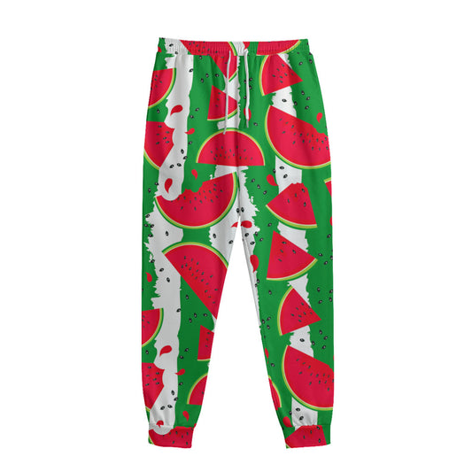 Green Stripes Watermelon Pattern Print Sweatpants