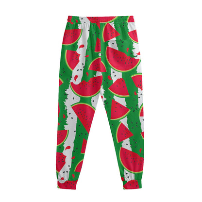Green Stripes Watermelon Pattern Print Sweatpants