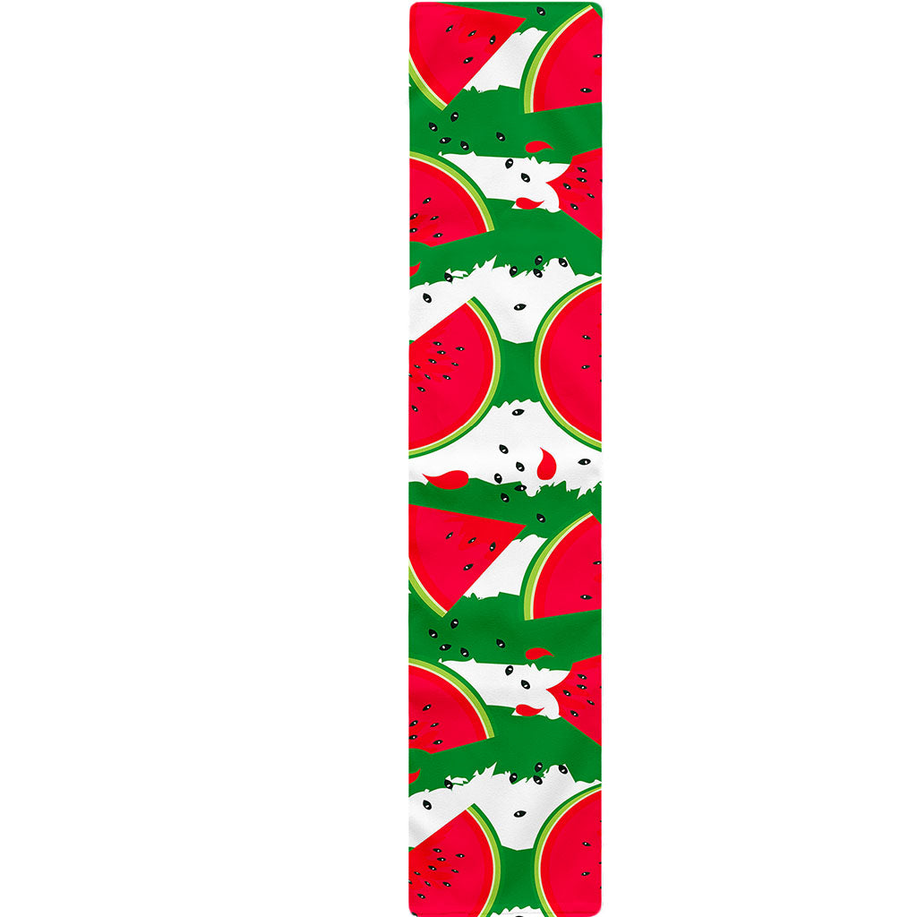 Green Stripes Watermelon Pattern Print Table Runner