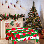 Green Stripes Watermelon Pattern Print Tablecloth