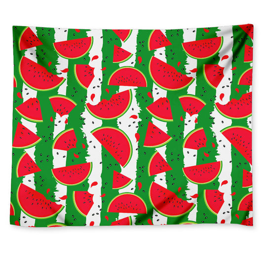 Green Stripes Watermelon Pattern Print Tapestry