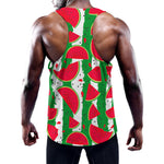 Green Stripes Watermelon Pattern Print Training Tank Top