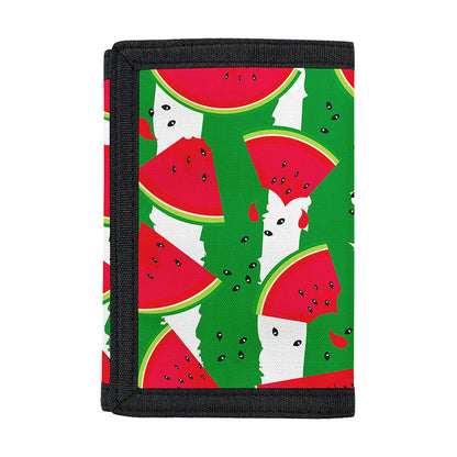 Green Stripes Watermelon Pattern Print Trifold Wallet