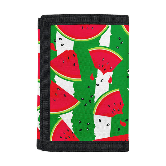 Green Stripes Watermelon Pattern Print Trifold Wallet