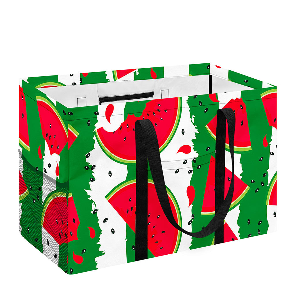 Green Stripes Watermelon Pattern Print Utility Tote Bag