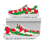 Green Stripes Watermelon Pattern Print White Running Shoes