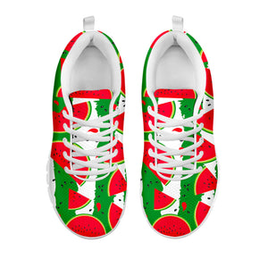 Green Stripes Watermelon Pattern Print White Running Shoes