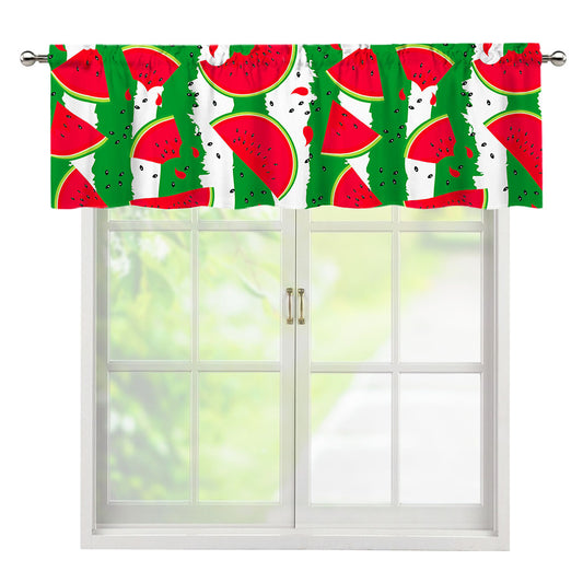 Green Stripes Watermelon Pattern Print Window Valance