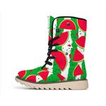 Green Stripes Watermelon Pattern Print Winter Boots