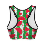 Green Stripes Watermelon Pattern Print Women's Sports Bra