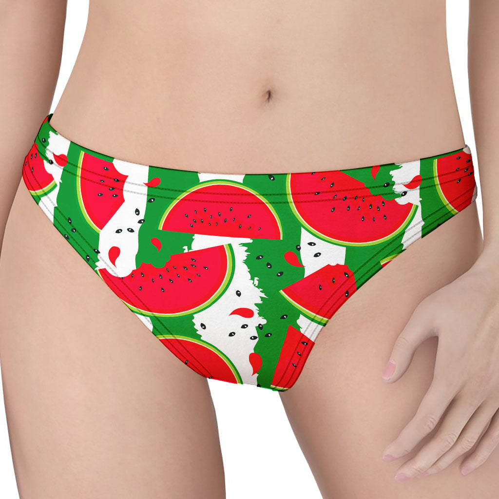 Green Stripes Watermelon Pattern Print Women's Thong