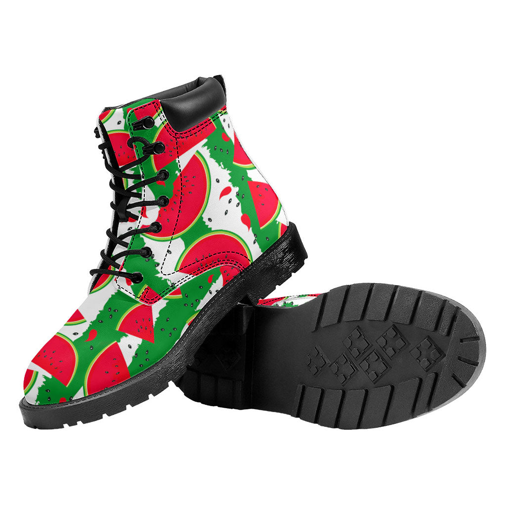 Green Stripes Watermelon Pattern Print Work Boots