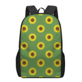 Green Sunflower Pattern Print 17 Inch Backpack